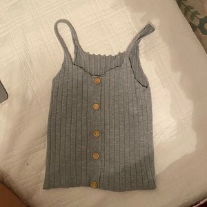 Grey button crop top